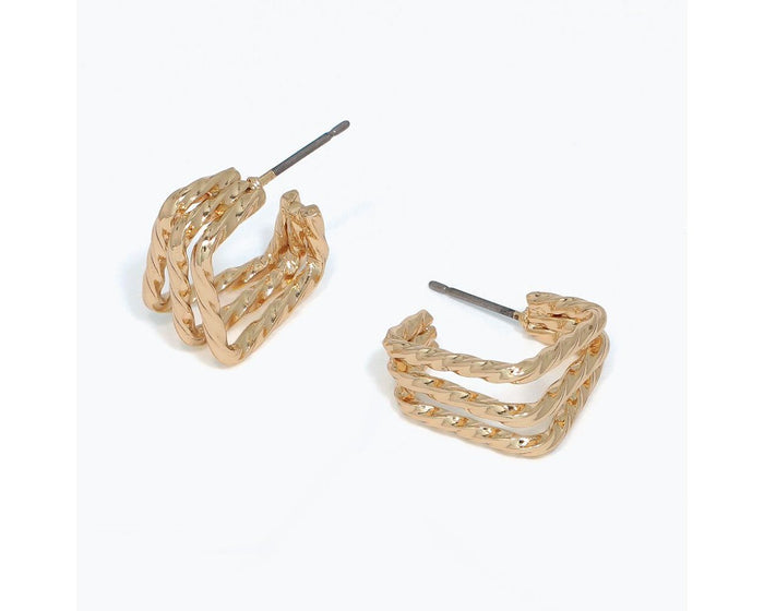 3 Strand Square Hoop Earrings
