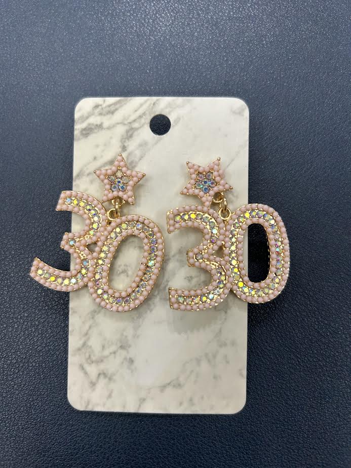 30 pink beaded earrings