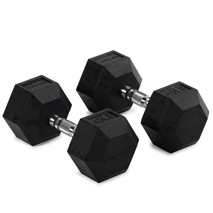 45 LB Rubber Hex Dumbbells