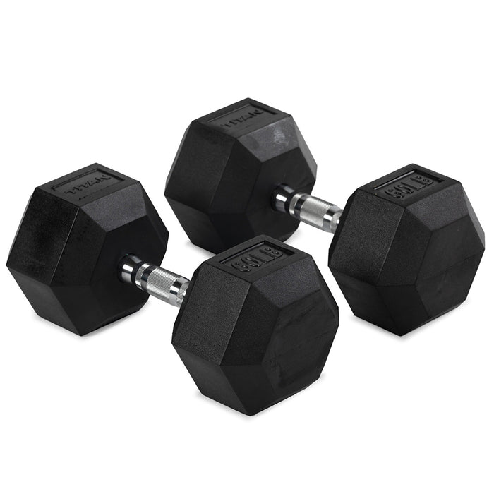 60 LB Rubber Hex Dumbbells