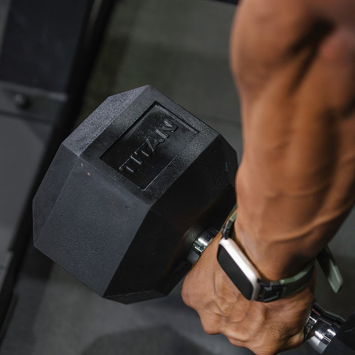 65 LB Rubber Hex Dumbbells