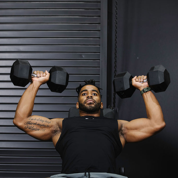 70 LB Rubber Hex Dumbbells