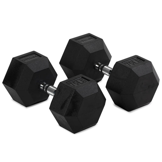 75 LB Rubber Hex Dumbbells