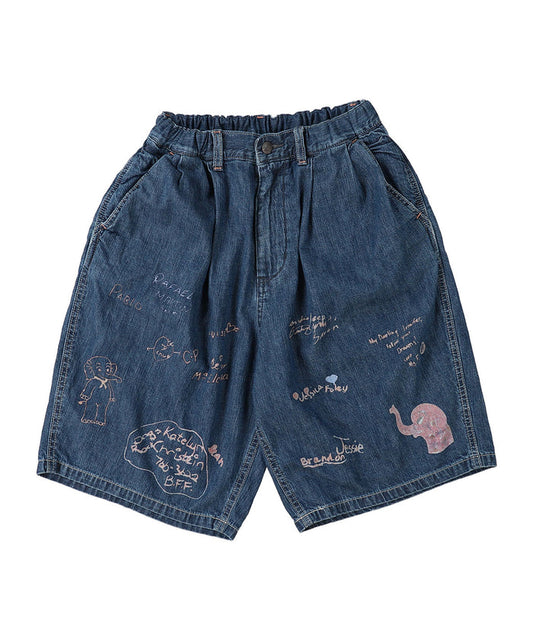 8oz Denim Scribble Shorts(LADIES)