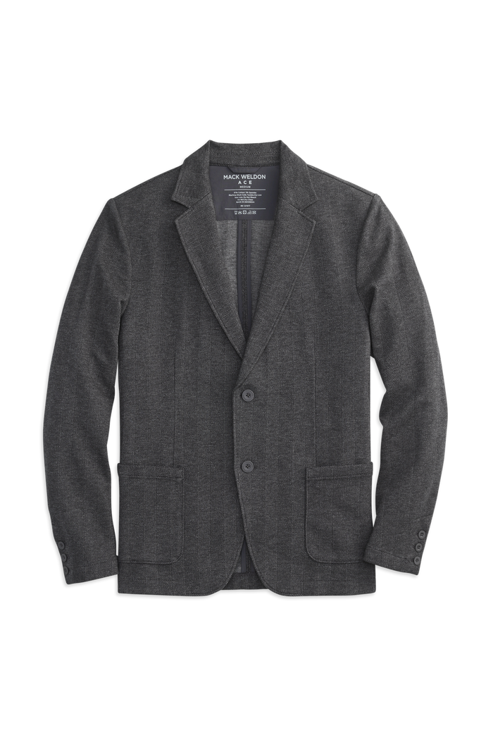 Front view of Ace Blazer in Shadow Heather Herringbone