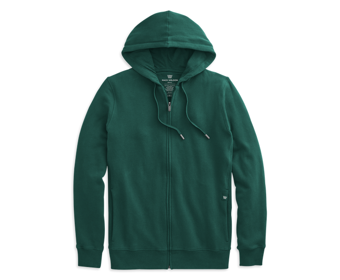 Midnight Pine | Front view of Ace Full Zip Hooded Sweatshirt in Midnight Pine