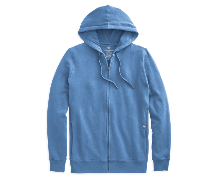 Comet Blue | Front view of Ace Full Zip Hooded Sweatshirt in Comet Blue