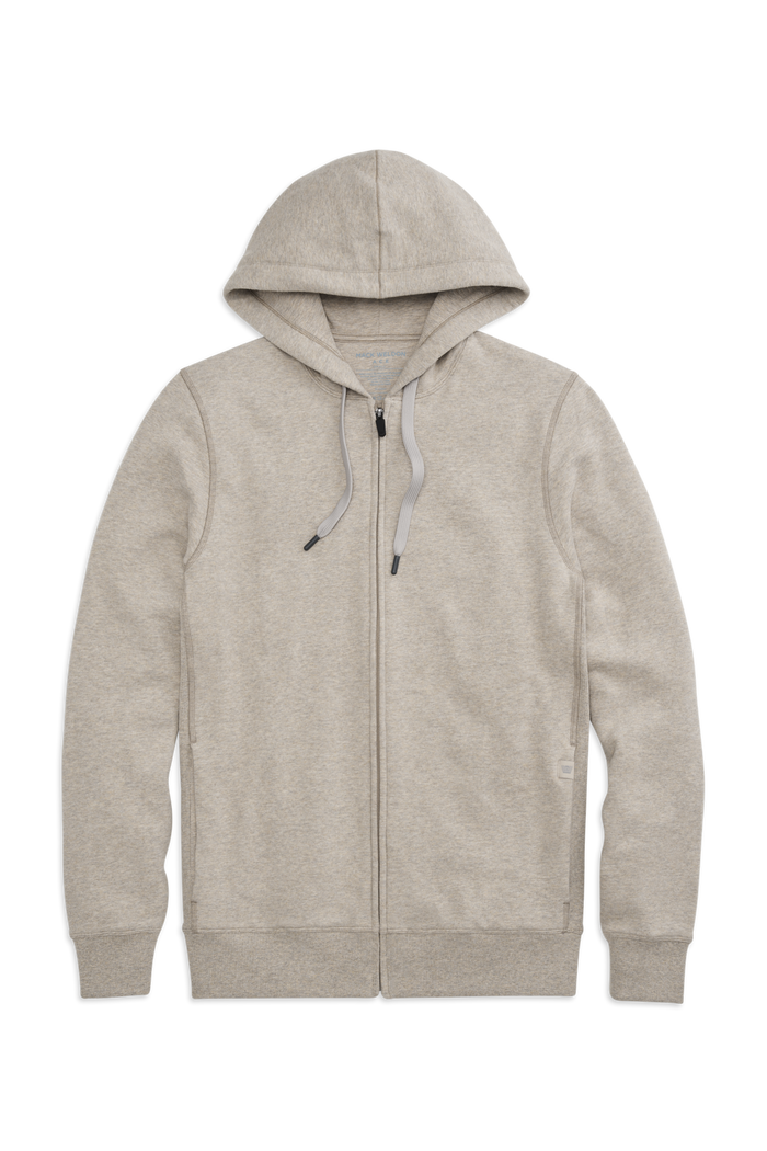 Portobello Heather | Front view of ACE Full-Zip Hooded Sweatshirt in Portobello Heather