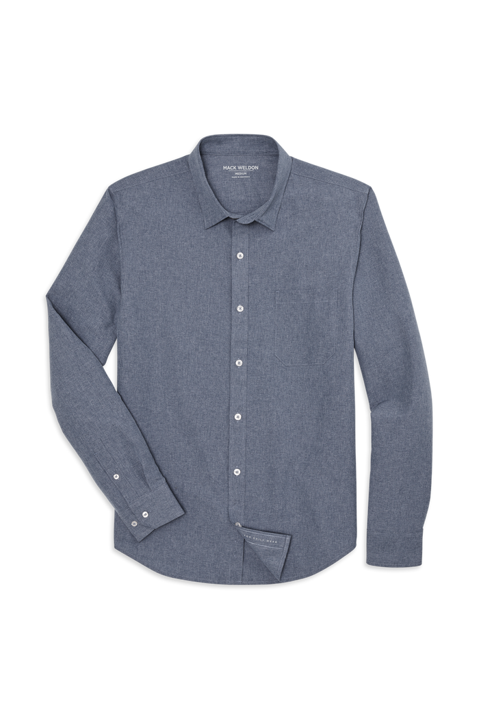 True Navy Heather | Front view of AIRFLEX Shirt in True Navy Heather