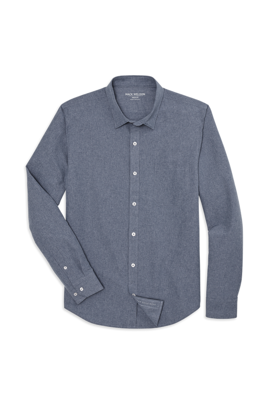 True Navy Heather | Front view of AIRFLEX Shirt in True Navy Heather