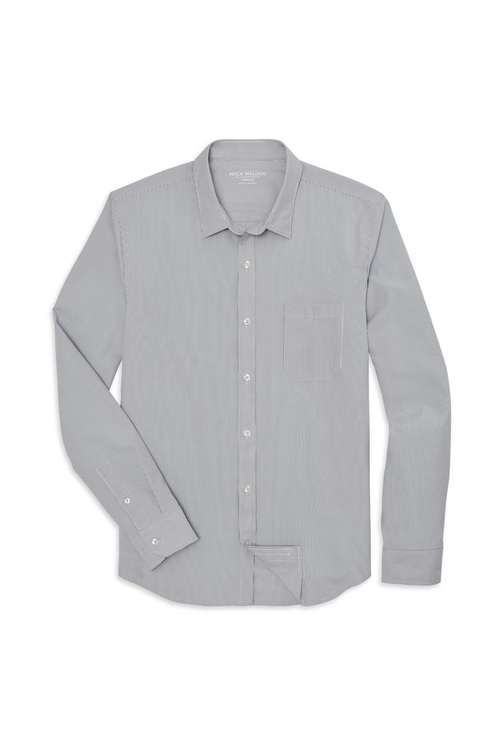 True Navy Ticker Tape | Front view of AIRFLEX Shirt in True Navy Ticker Tape