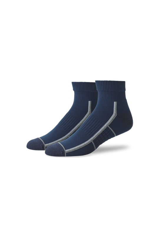 True Navy - Outline | Front view of AIRKNITx High Ankle Sock in True Navy - Outline