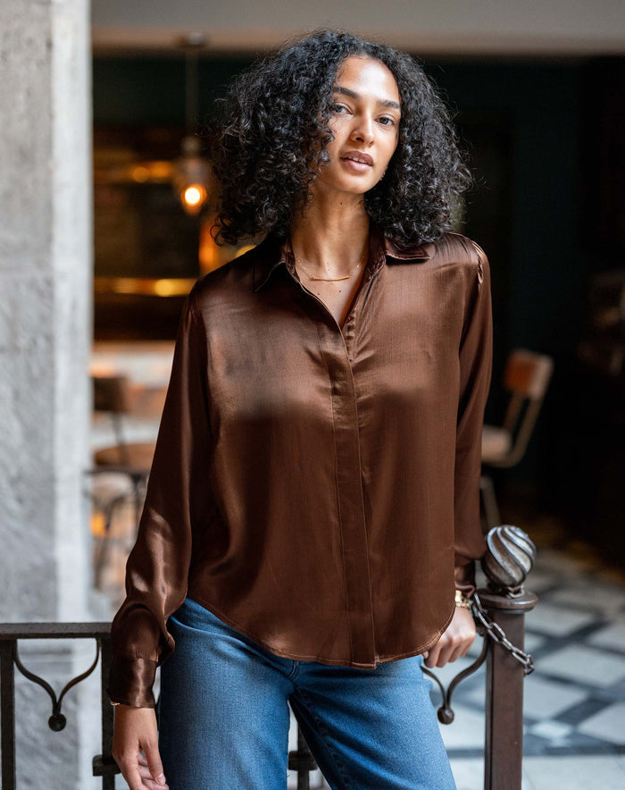 Alcott Satin Button Up Shirt
