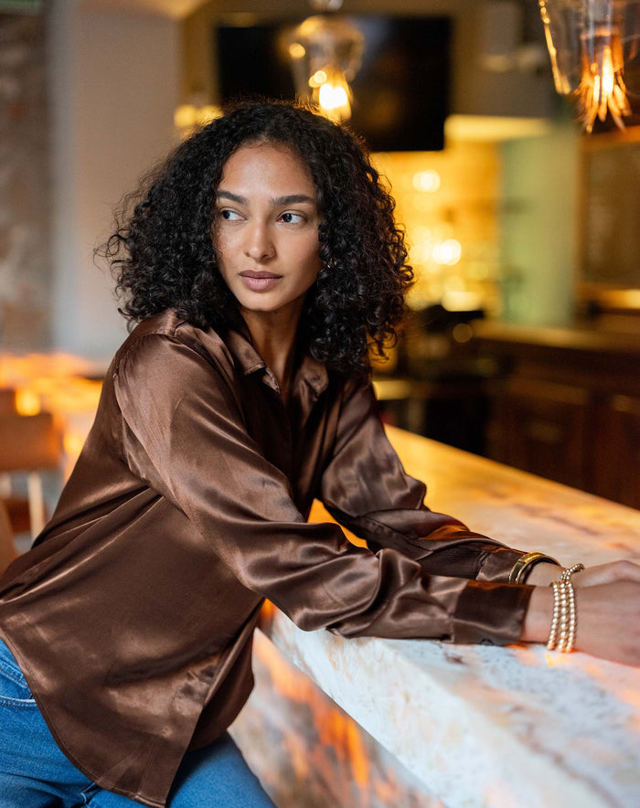 Alcott Satin Button Up Shirt
