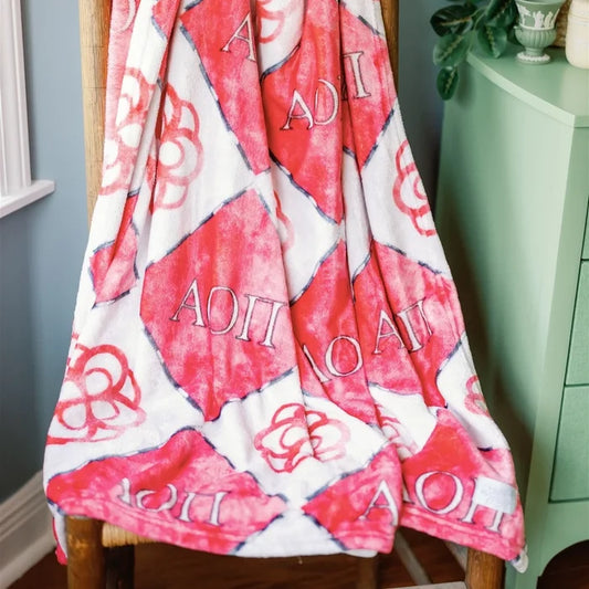 Alpha Omicron Pi Flannel Fleece Blanket
