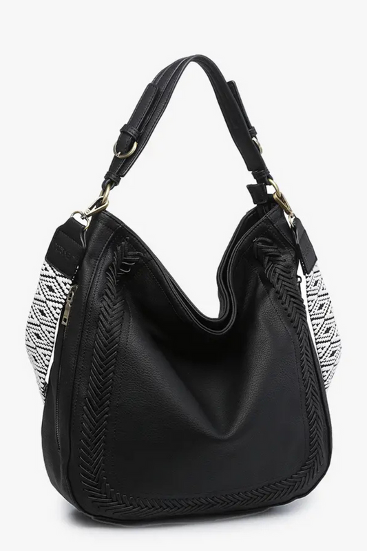 Aris Whipstitch Hobo with Guitar Strap in Black 2