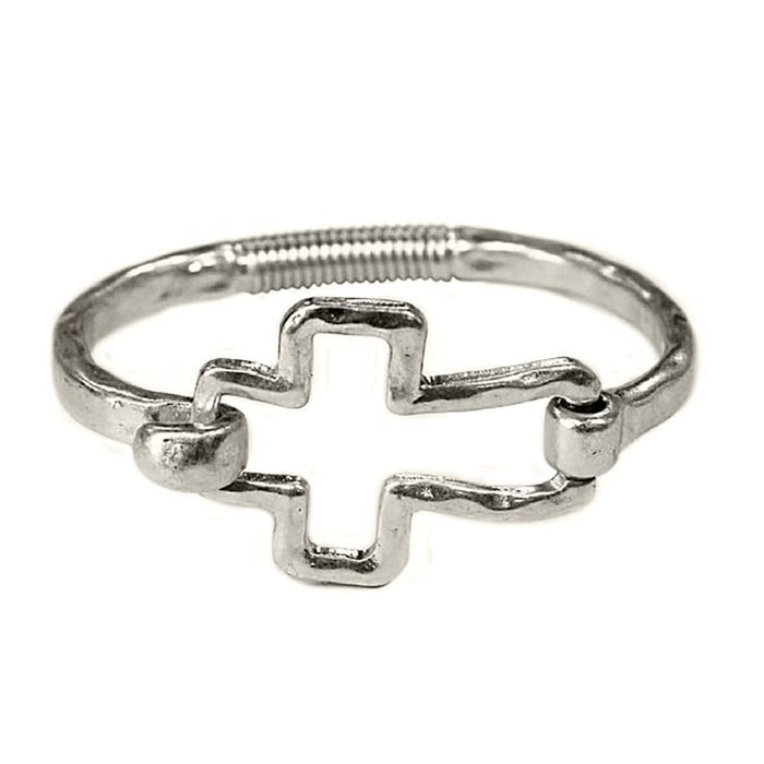 Artisanal Hammered Cross Spring Hinge Bangle