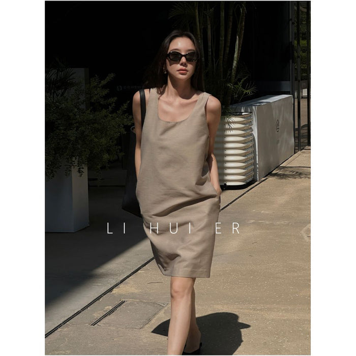 LiHuiEr Corona Coast French Style Sleeveless Dress for Women Summer Slimming Tank Top Dress image 0