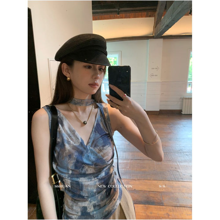 Sam Seoi Da Fan Retro Gentle French Design Loose Printed Chiffon Blouse for Women Cool Shirt image 0
