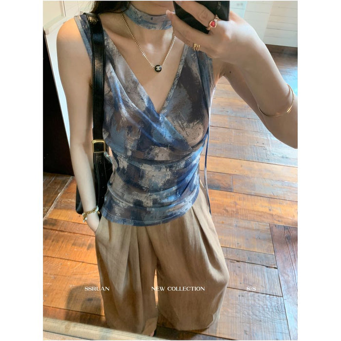 Sam Seoi Da Fan Retro Gentle French Design Loose Printed Chiffon Blouse for Women Cool Shirt image 1