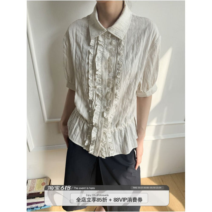 ASAYA6771 – Ivory Ruffle Whisper Blouse 🤍🕊️