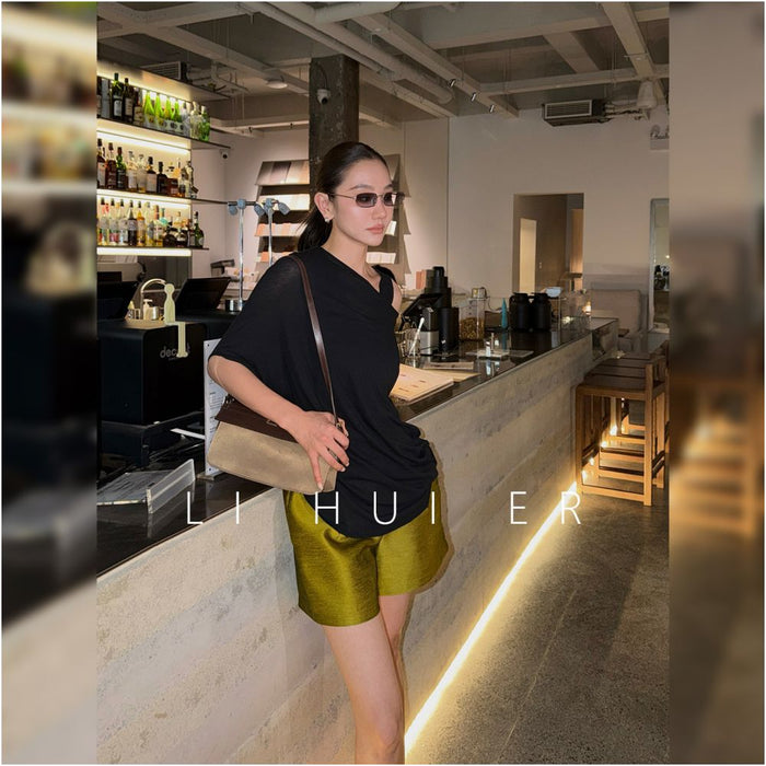 ASAYA6781 – Lumière Satin Tailored Shorts ✨🤍