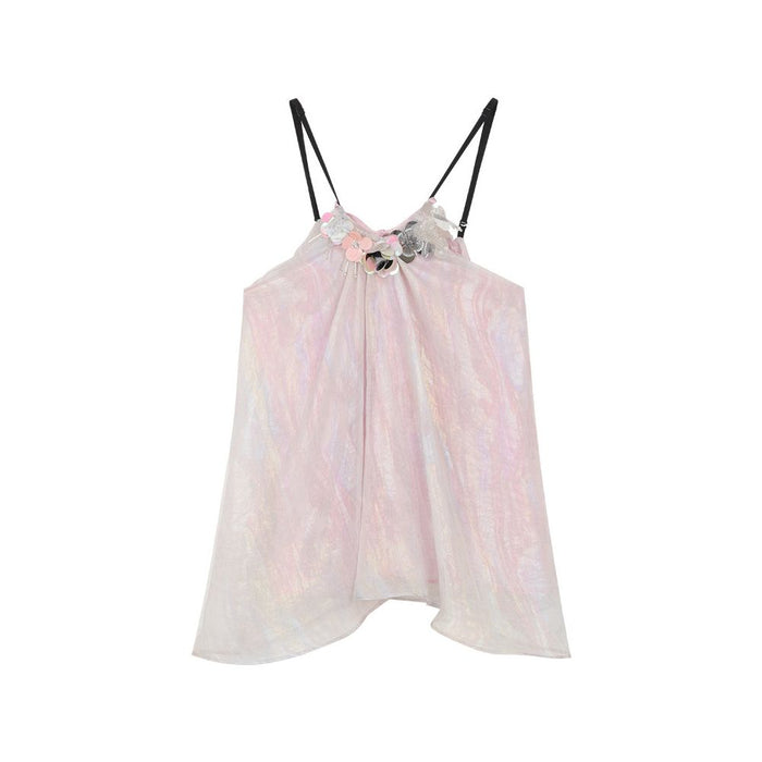 ASAYA6786 – Aurora Pearl Chiffon Cami ✨🦢