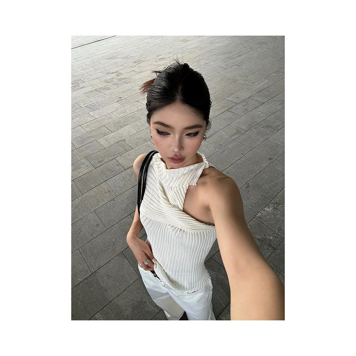 ASAYA6832 – Sculpted Asymmetry Knit Top 🤍✨