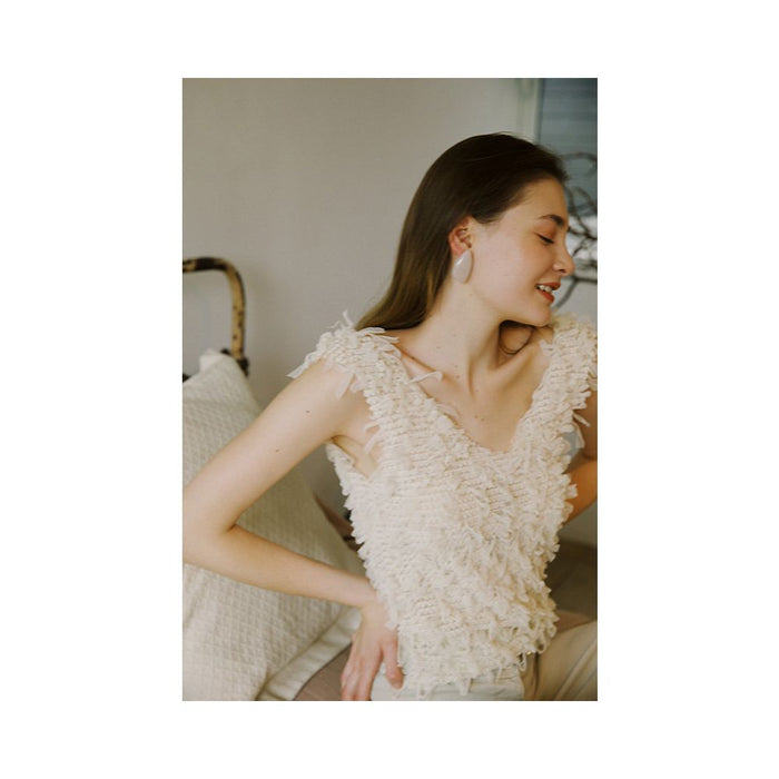 ASAYA6838 – Étoile Fringe Textured Top 🤍✨