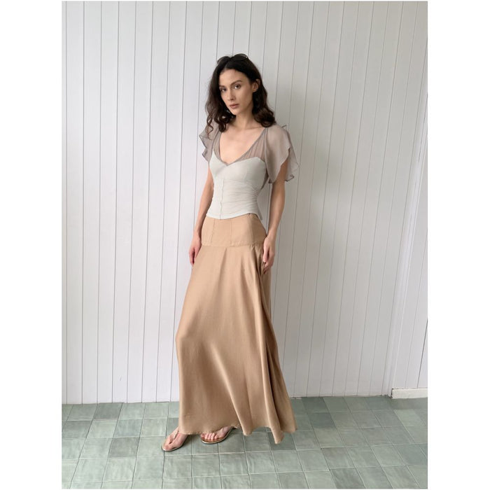 EWIV Original Light Colored Elegant Silk and Wool Patchwork Knitted Stretch Top image 1