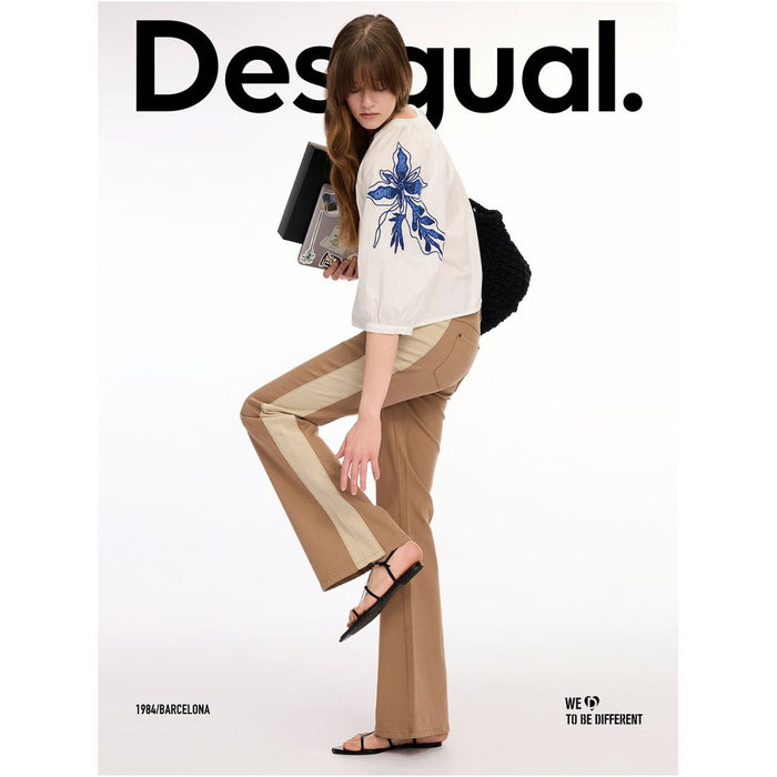 Desigual Spring Summer 2026 New Arrival Floral Beaded Embroidery V Neck Mid Sleeve Women s Shirt image 1