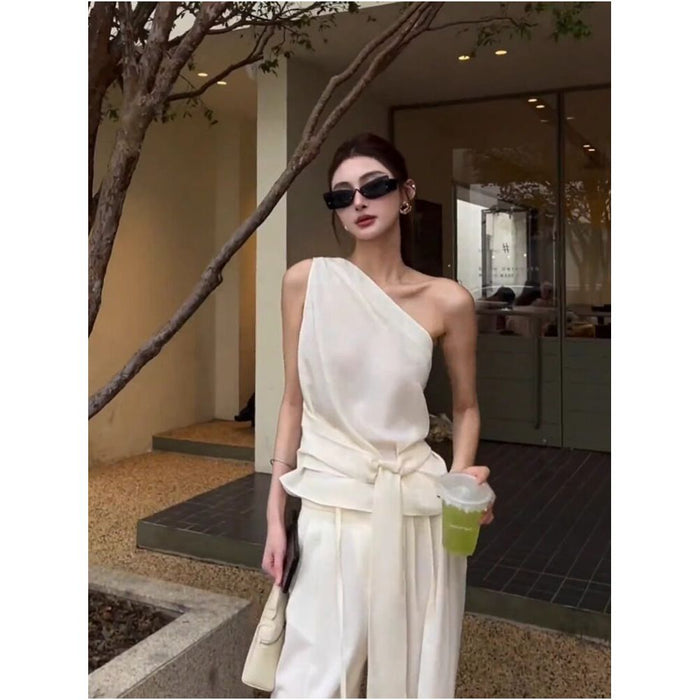 ASAYA6973 – Ivory Muse One-Shoulder Blouse 🤍✨