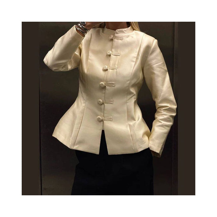 D white satin coat s