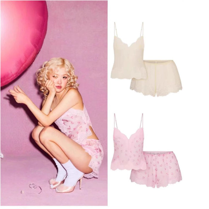 SKIMS Valentine s Day ROMANCE LACE CAMI SHORT SET Lace Camisole Lounge Set image 0