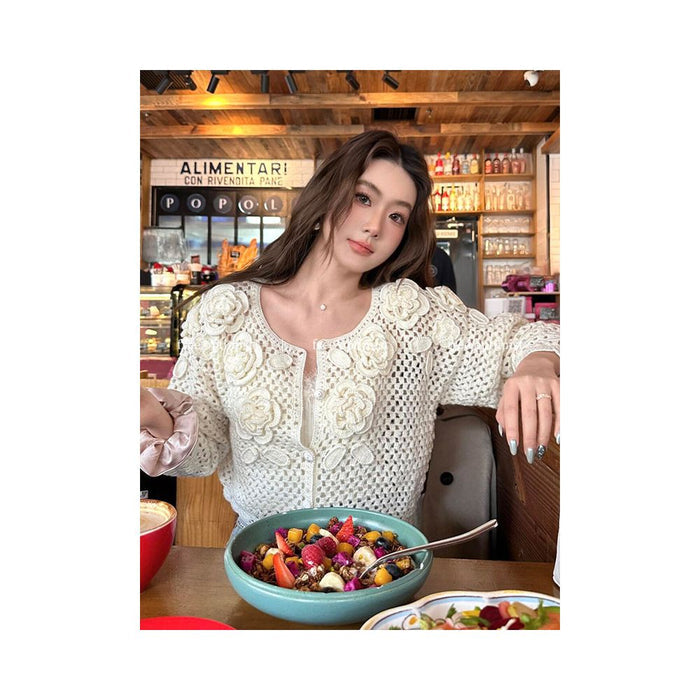 ASAYA7029 – Moonlit Bloom Crochet Cardigan 🌙🤍🌸