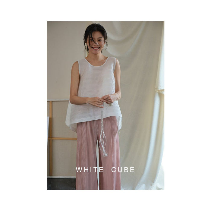 ASAYA7035 – White Cube Sculptural Pleated Top 🤍✨🕊️