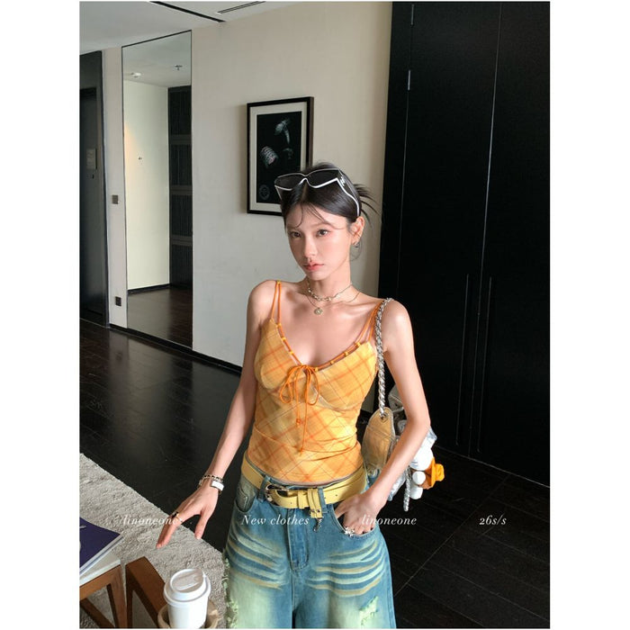 ASAYA7063 – Golden Plaid Summer Set ☀️💛