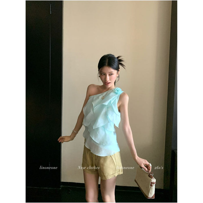 Mint green off shoulder top in stock / S