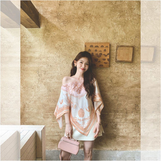 ASAYA7118 – Blush Royale Scarf Blouse 🌸✨
