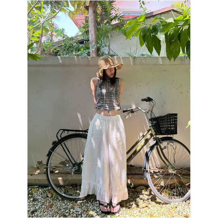 2ND STUDIOS Korean Style Plaid Vest and White Casual Pants Two Piece Set New Summer 2026 for Women image 0
