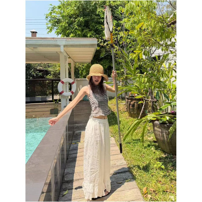 2ND STUDIOS Korean Style Plaid Vest and White Casual Pants Two Piece Set New Summer 2026 for Women image 1