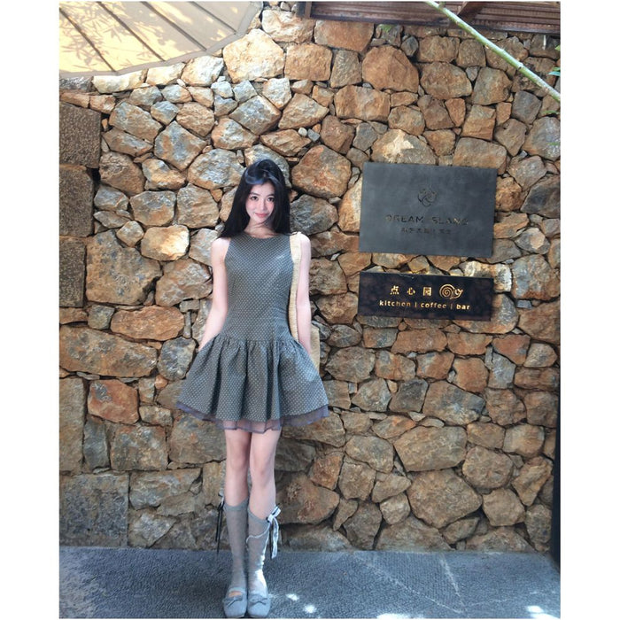 ASAYA7213 – Willow Dot Babydoll Dress 🌿🩶