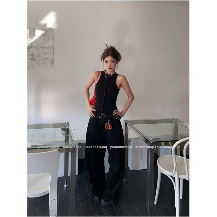 Big Dog Braces Cut Machine High Quality Tencel Wool Knitted Vest in Solid Color image 1