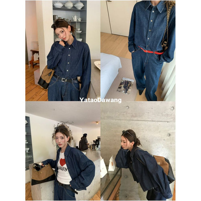 Big braced dog Korean girl Margiela wearing this denim outfit every day gives off a Korean vibe image 2
