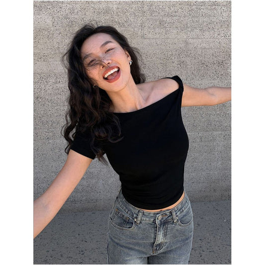 ASAYA7276 – Effortless Asymmetry Top ✨🤍