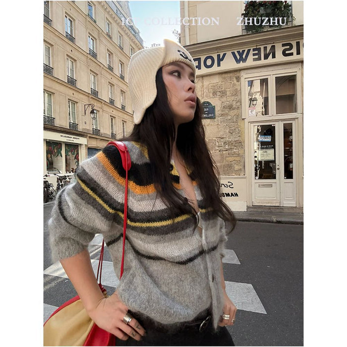 ASAYA7292 – Heritage Stripe Mohair Cardigan 🌿🍂