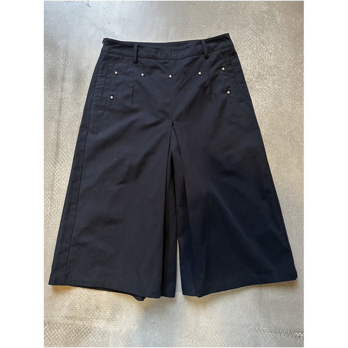 RREIKO Linen Blend Mid Waist Pleated Wide Leg A Line Studded Cropped Mini Skirt image 1