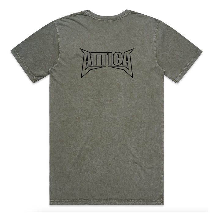 ATTICA ‘MENTAL’ TEE - Moss Stonewash