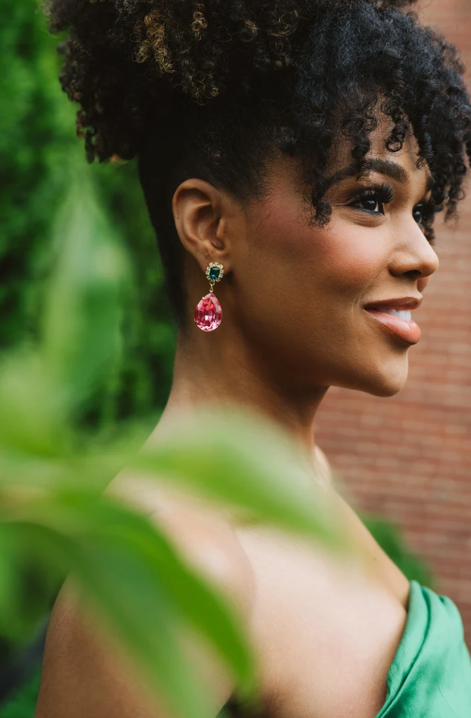 Austria Earring in Emerald and Pink