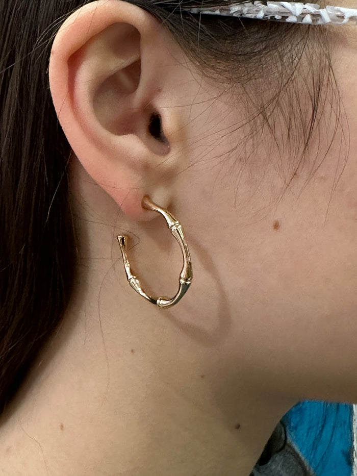 Bamboo Gold Hoop Earrings